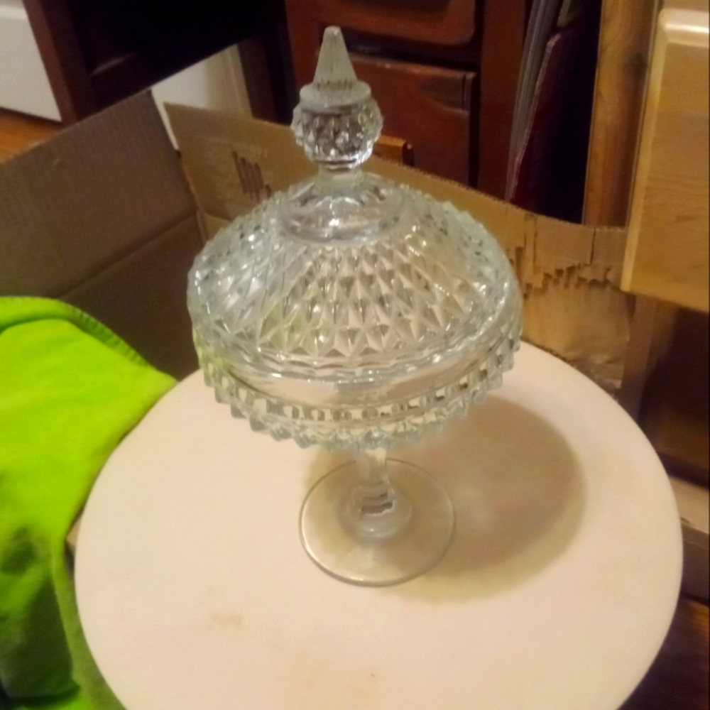 Vintage Depression Glass candy dish footed clear
